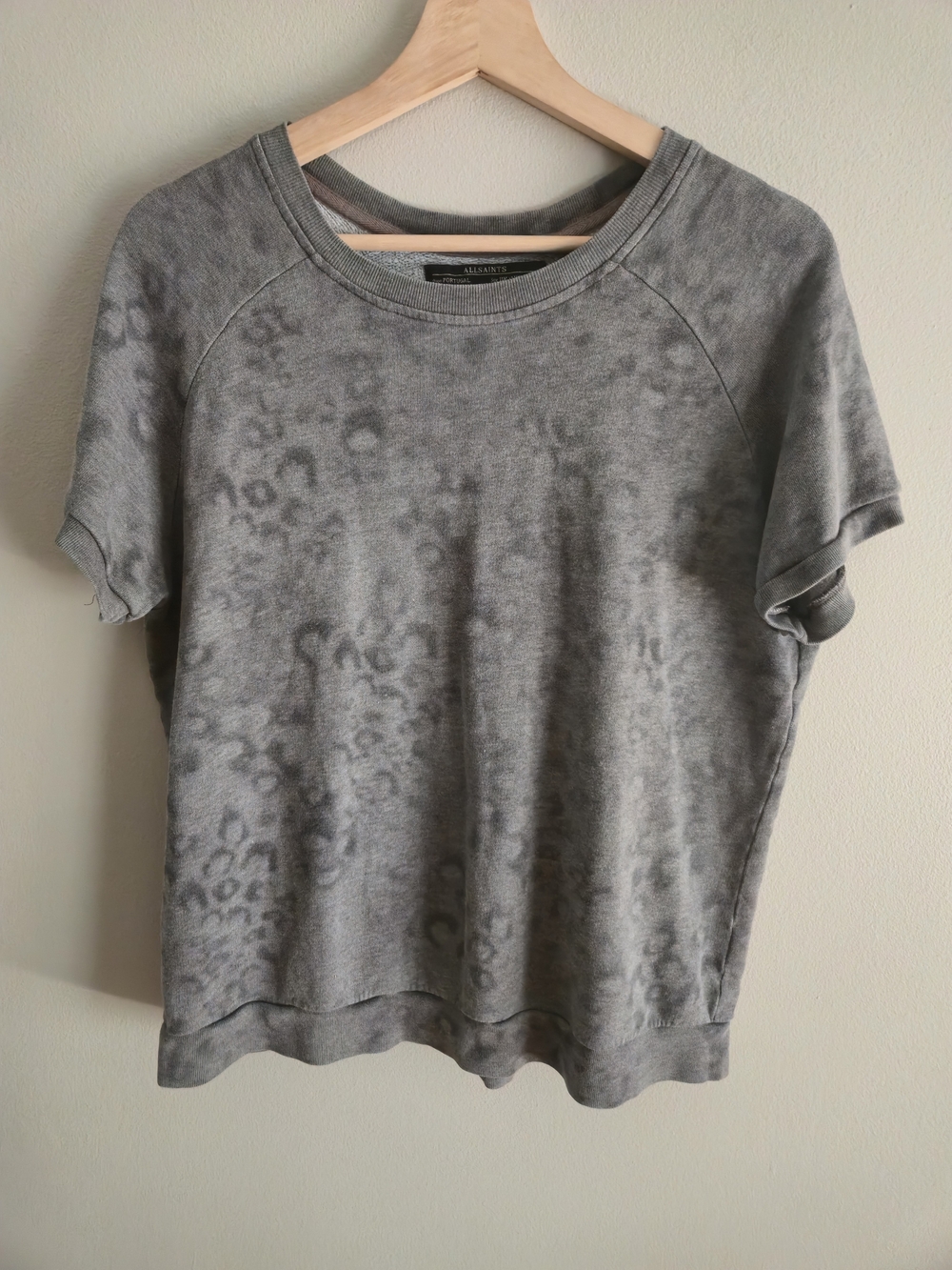 All Saints Short Sleeve Leopard Print Sweatshirt Animal Print